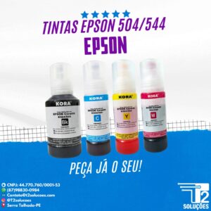 Kit 4 Cores Refil Bulk Ink Kora T504/T544 – 70ml Cada (Preto, Ciano, Magenta e Amarelo)